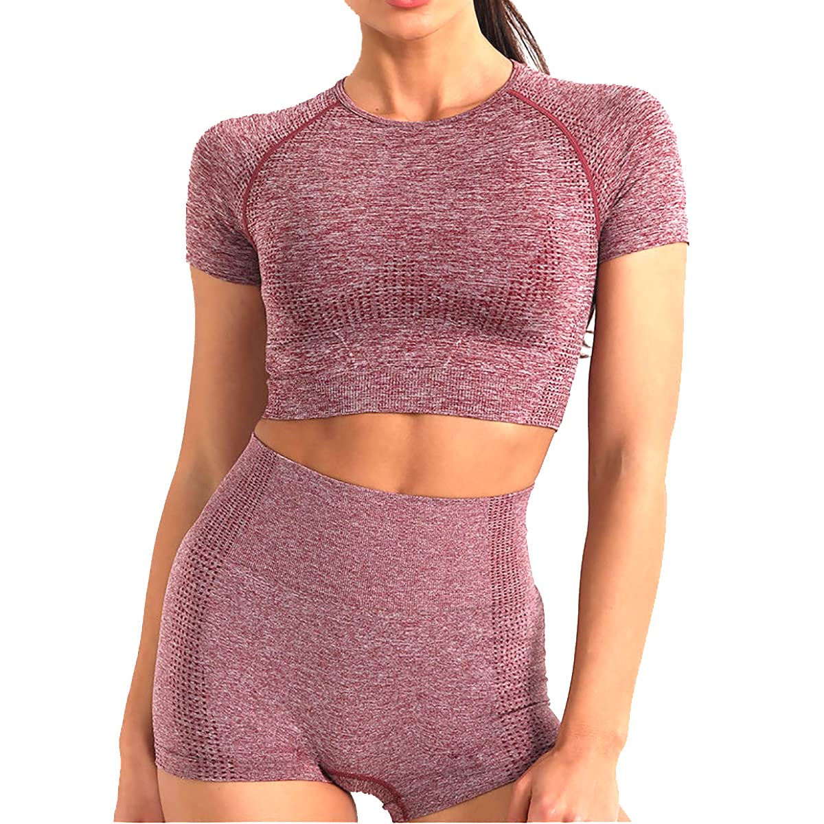 Veriliss 2 Pcs Conjunto De Yoga Sin Costuras Traje Deportivo Para Mujer Ropa De Entrenamiento Conjuntos De Gimnasio