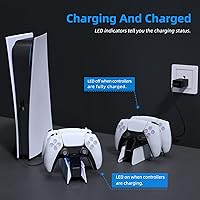 Vista 5 de Estación de carga de controlador PS5 con base de carga rápida dual PS5 cargador para Playstation 5 Dualsense Wireless Controller Accessories - LED