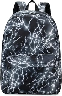 Backpack for Boy Middle School Lightning Bookbag Durable Student Teenager Sturdy Lightweight Waterproof (2-Black)