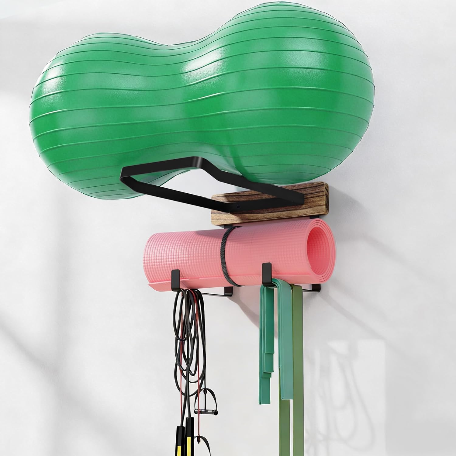 for Gaiam/YOTTOY/APEXUP Birthing Ball & Exercise Yoga Wall Mount Ball Holder, Heavy Duty Pilates Circles Holder, Yoga Mat Holder, Stability Medicine Ball Storage Rack for Women
