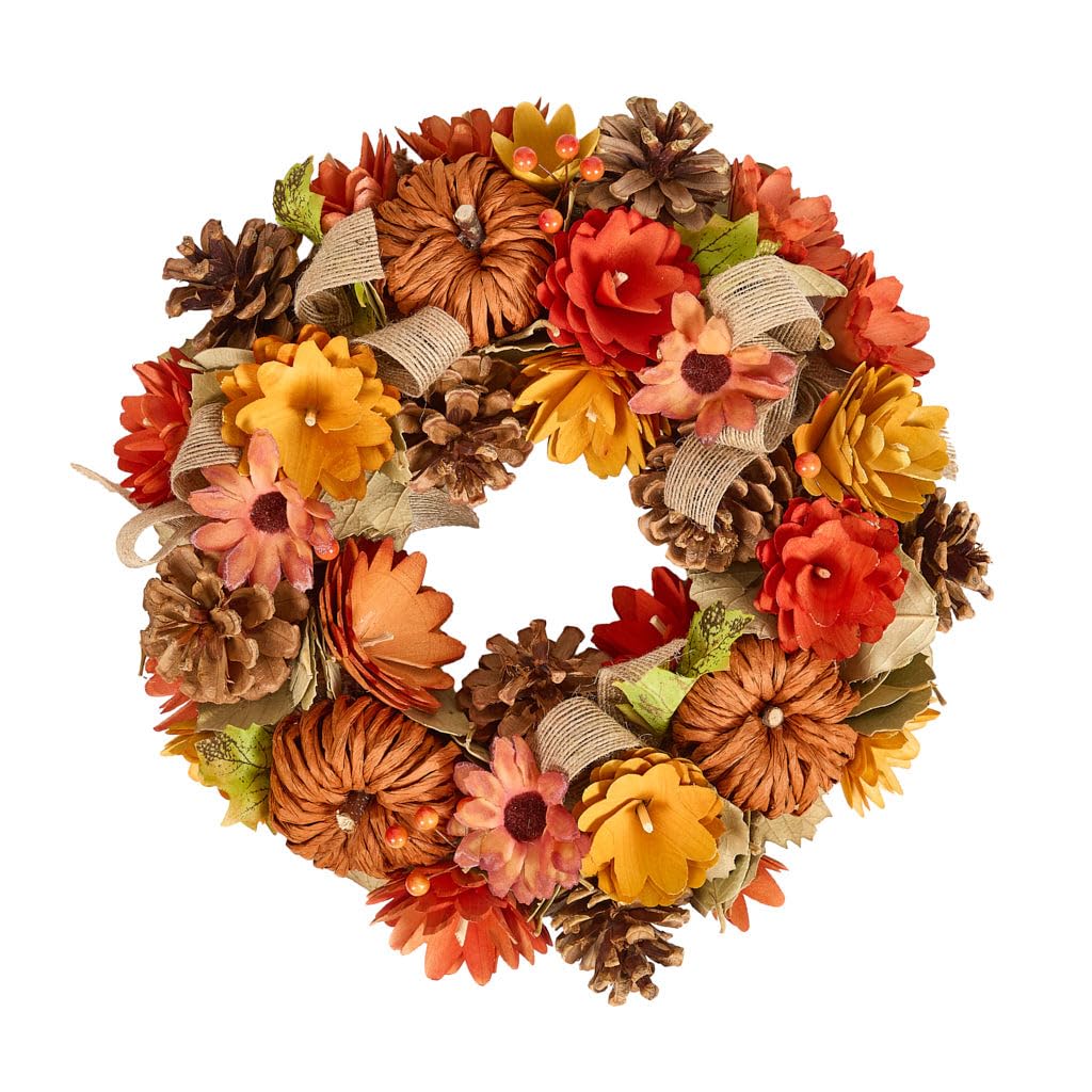 Autumn Wreath Wooden Garland Ornament Floral Wreaths (Pumpkin Orange) — image 1