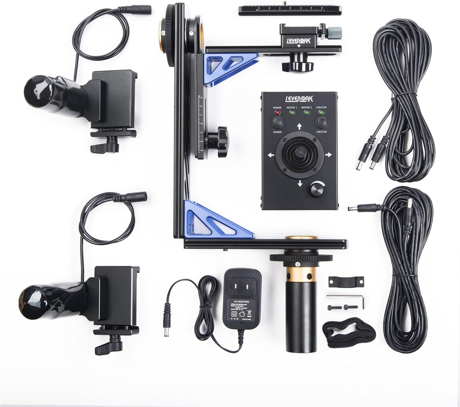 Sevenoak SK-ECH04 Electronic Motorized Pan and Tilt Gimbal Head Control Kit System 360 Degree Rotator with 20-feet Remote Control for Canon EOS T6 Nikon D330 D3400 DSLR Camera Camcorder