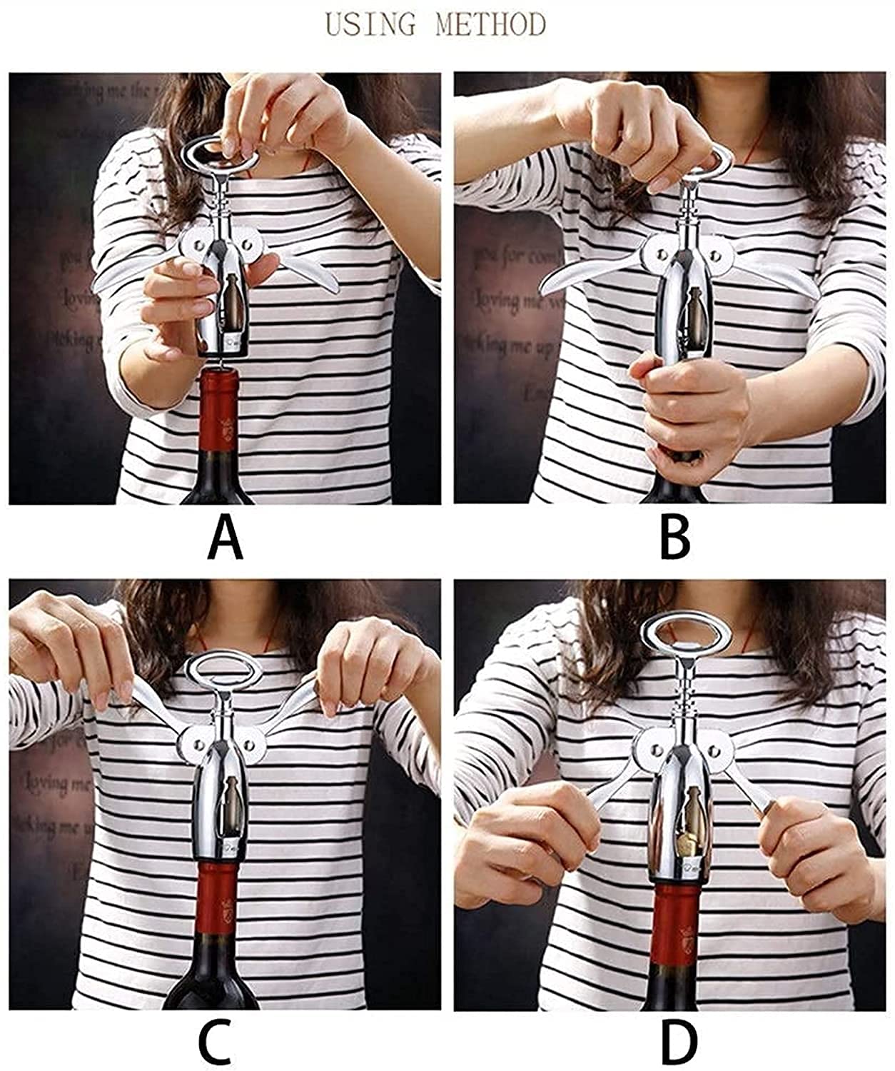 Sacacorchos Abridor de vino, sacacorchos multifuncional, abridor de botellas de vino, sacacorchos de camarero con tapón for entusiastas del vino, camareros