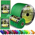 TECEUM Paracord Type III 550 Green - 100 ft - 4mm - Tactical Rope MIL-SPEC - Outdoor para Cord -Camping Hiking Fishing Gear and Equipment - EDC Parachute Cord - Strong Survival Rope 025