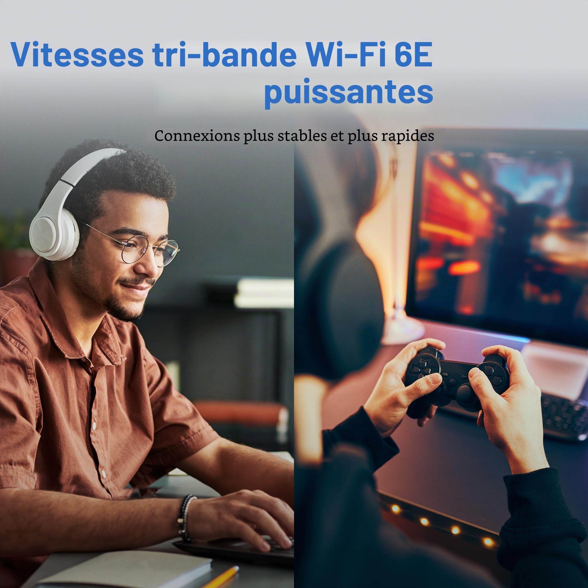 TP-Link Adaptateur USB WiFi 6E pour PC de bureau – (Archer TXE50UH) AXE3000 Adaptateur réseau sans fil tri-bande, latence ultra-faible, MU-MIMO, OFDMA, sécurité raffinée, WPA3, prend en charge Windows