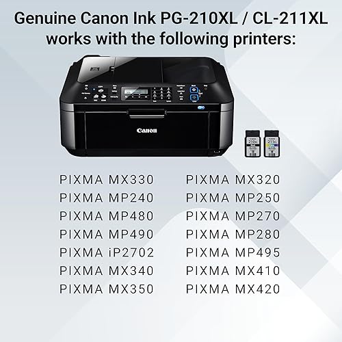 Miniatura 5 de Canon Paquete económico de tinta original PG-210 XL / CL-211 XL (2 cartuchos), compatible con MX320/330/340/350/410/420