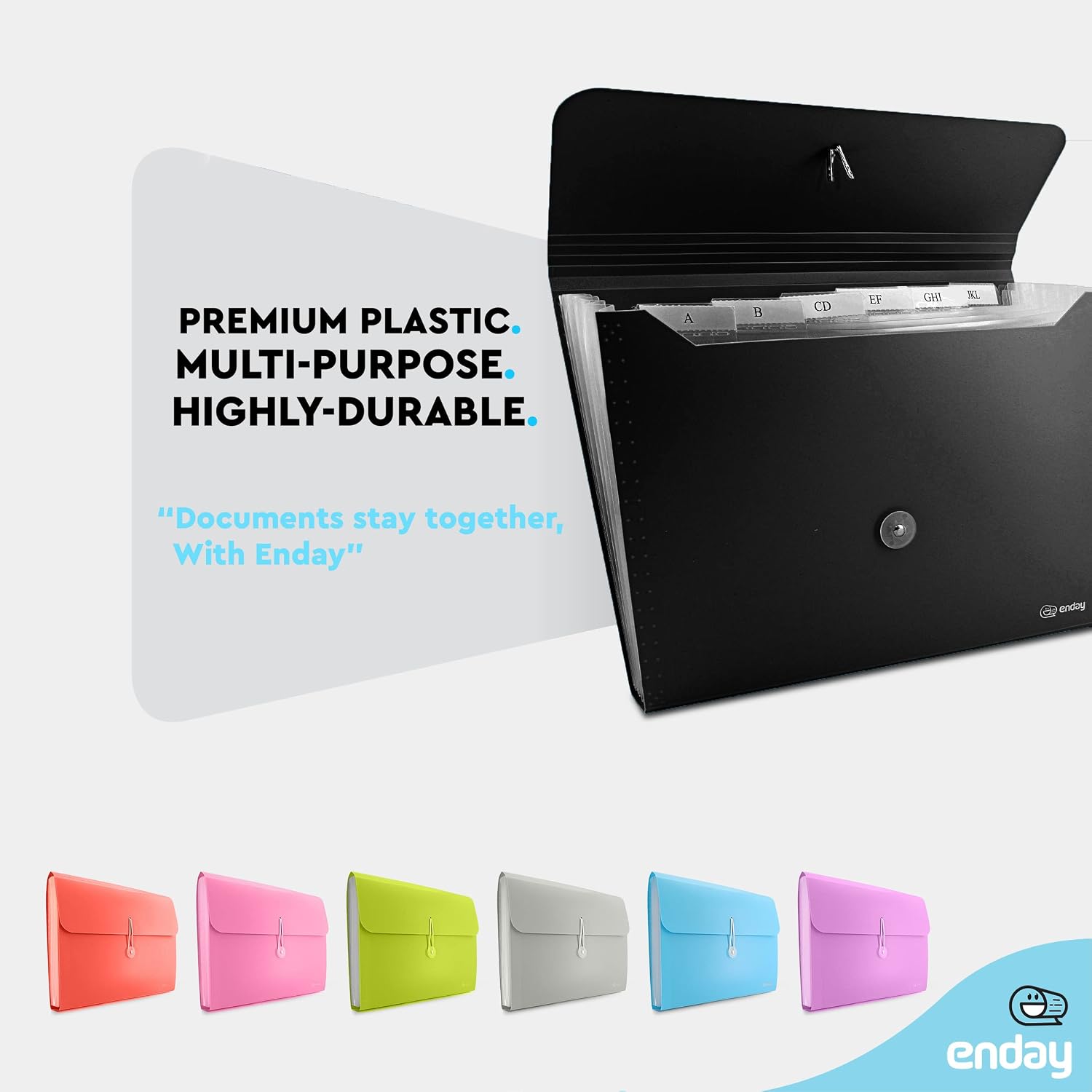 Accordion File Organizer Black, 7 Pocket Expanding File and Cover Folder with Labels, Plastic Portable Desktop Letter A4 Paper – by Enday image 4