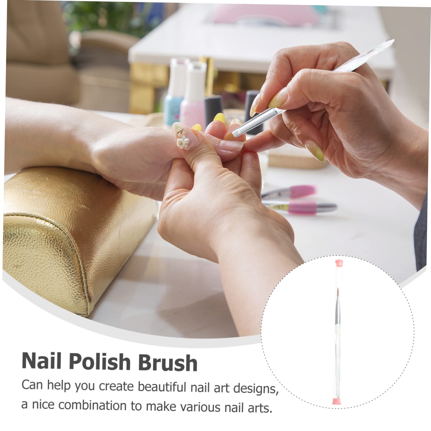 Healeved 3pezzi Pennello Per Nail Art Con Manico Trasparente e Design Unico Strumento Per Pittura Unghie Gel Accessorio Per Unghie Con Setole Flessibili e Assorbimento Potente Per Creazioni