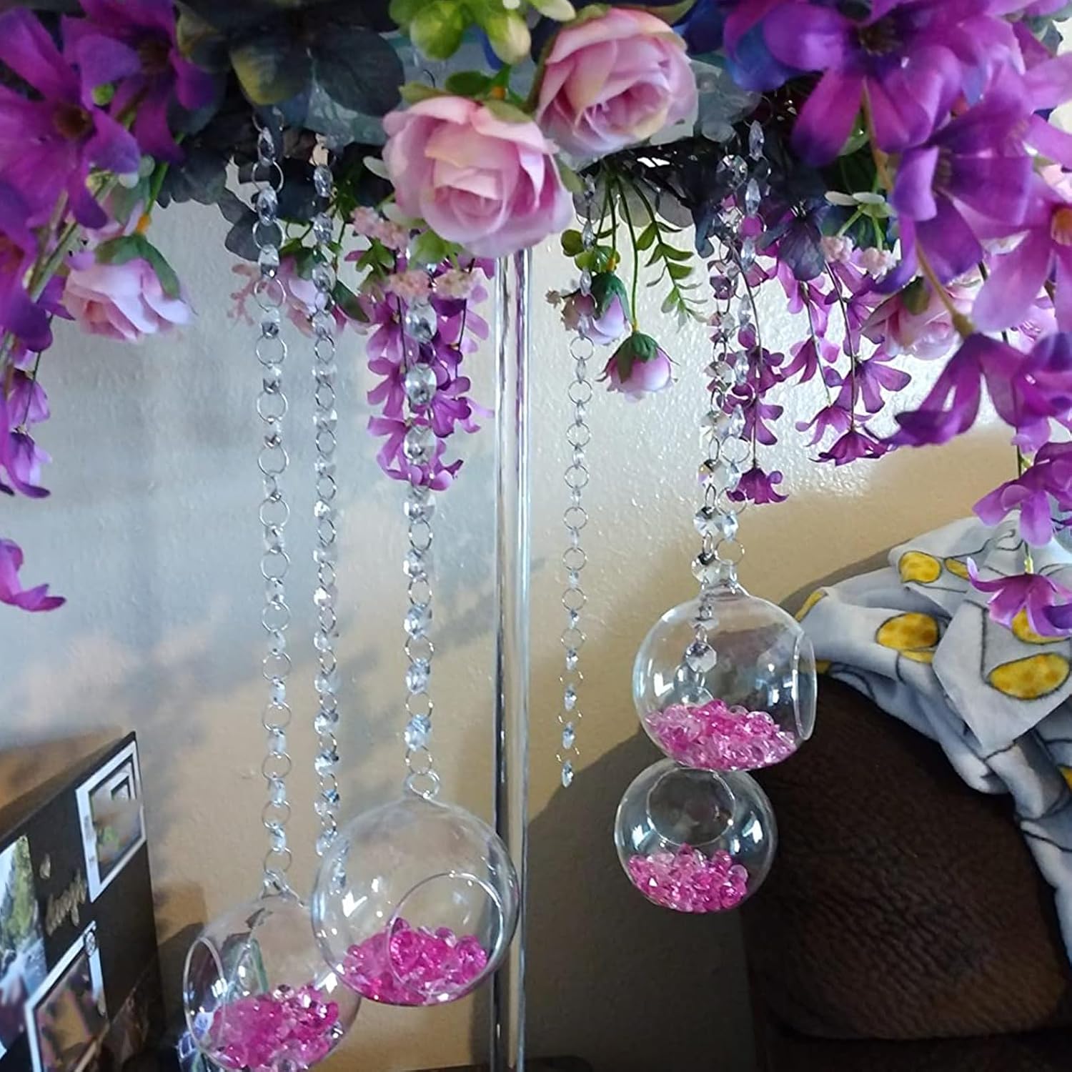 KEILEOHO 40 Pack 3.5 Inch Acrylic Hanging Globe, Plastic Hanging Balls, DIY Clear Fillable Plastic Craft Ball Ornaments for Christmas, Wedding, Gift Giving, Party, Home Decor, Air Plant Holder, 90mm