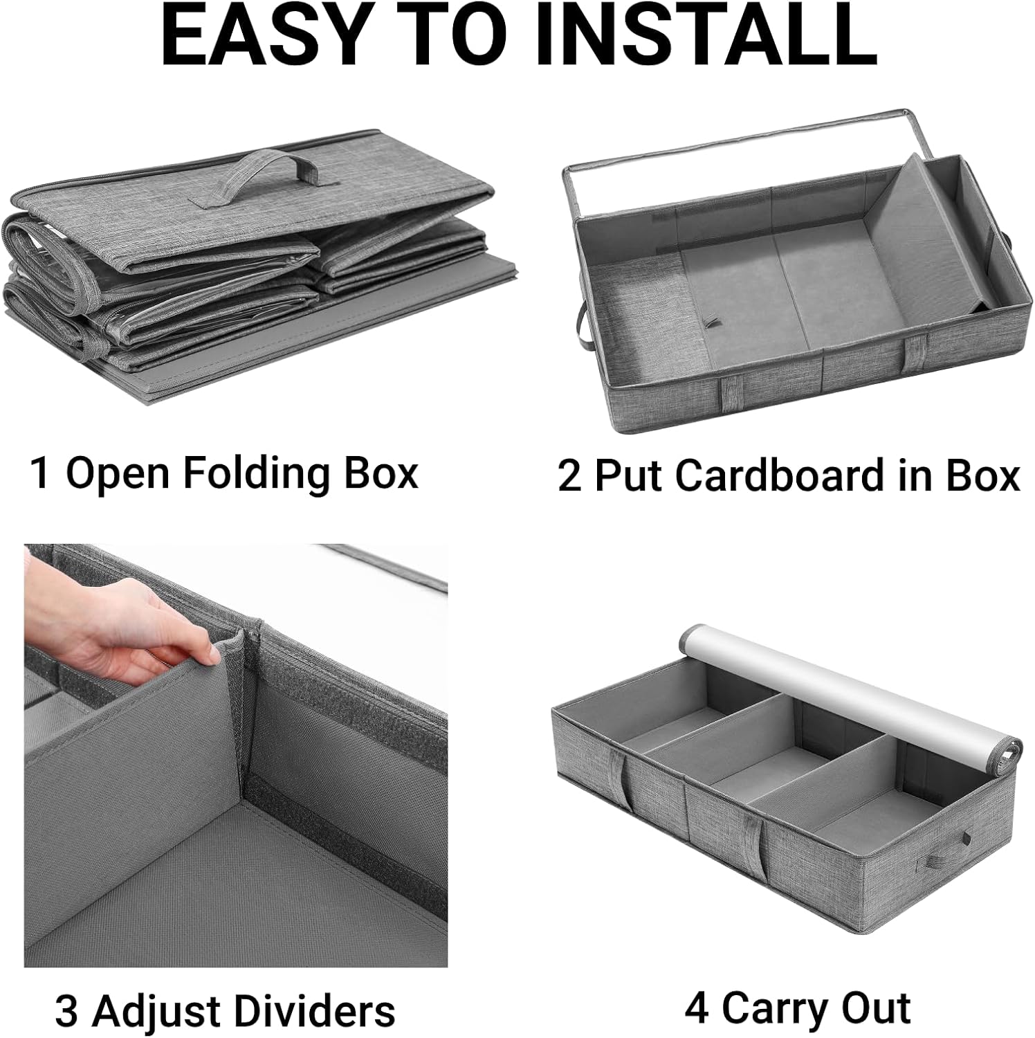 (グラジョ) ベッド下ストレージコンテナ 2個パック 折りたたみ式衣類ドローオーガナイザー 調節可能な仕切り付き ハンドル 透明な窓