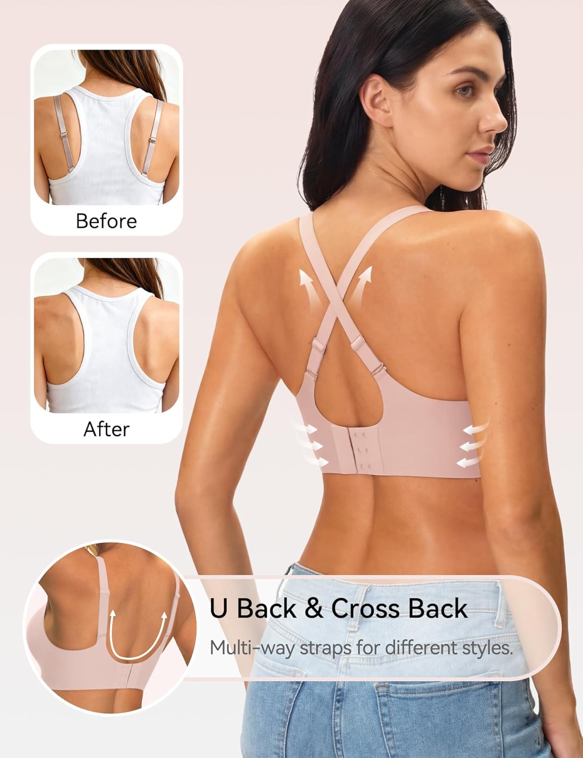 NIASOUL Women's Wireless Push Up Bra Seamless Deep V Bralette No Underwire Comfortable Supportive Bra - Image 4