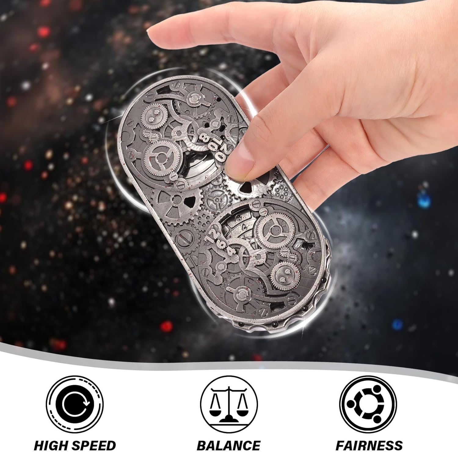 DND Spinner Dice - 7-in-1 Metal Dice Set with Rotating Spinner Design,Dice Spinner for Dungeons & Dragons, 3D Punk Style DND Dice for RPG Players, DM & Tabletop Games. (Blood Stains-Silver)