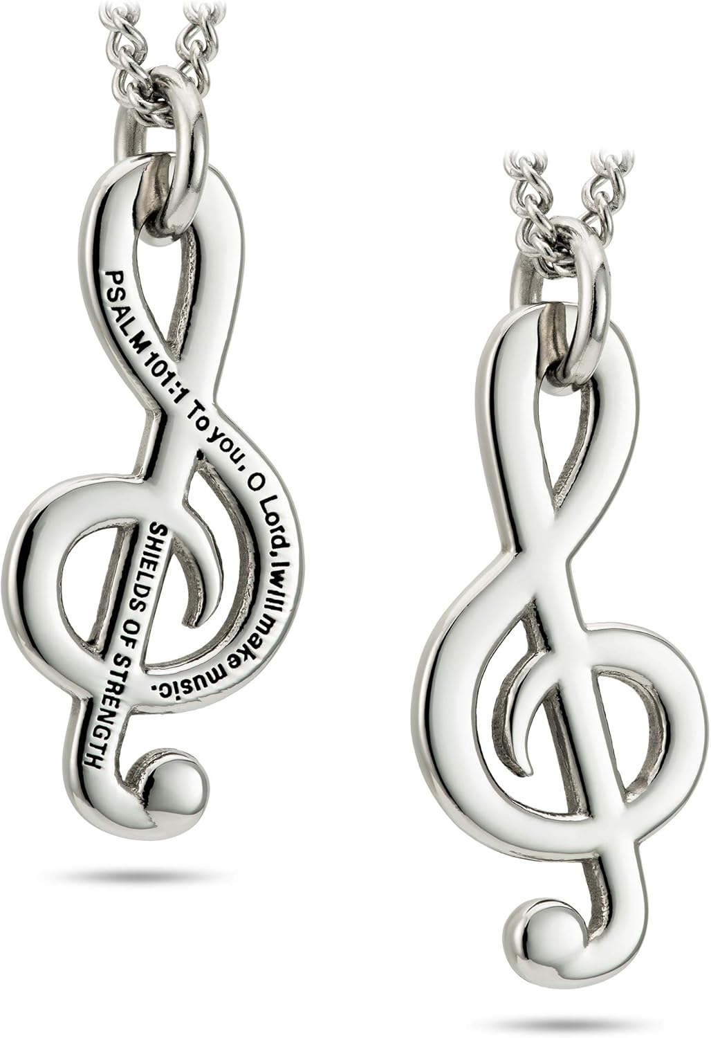 Stainless Steel Women's Treble Clef Necklace - Psalm 101:1