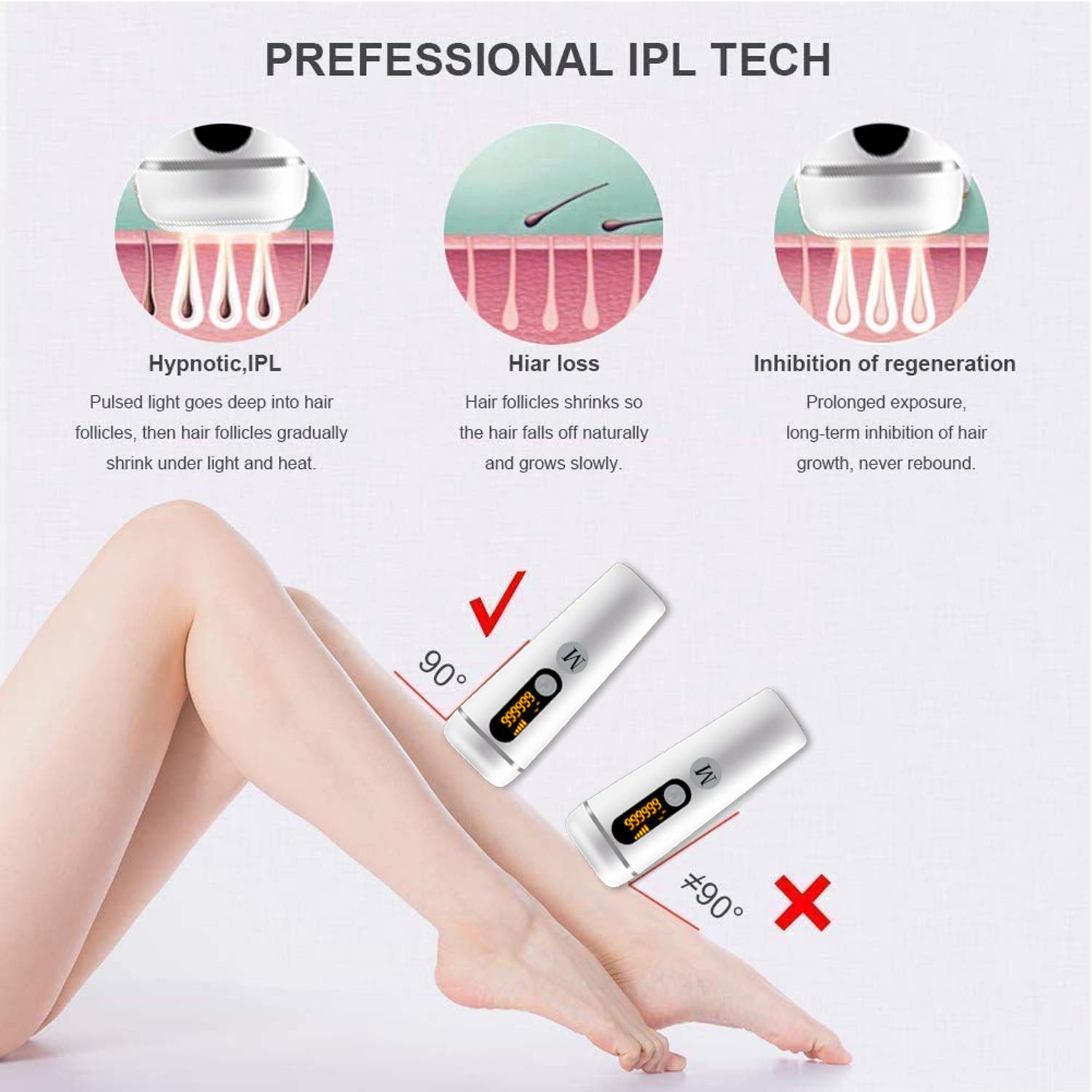 IPL system usuwania włosów dla kobiet i mężczyzn, trwałe laserowe usuwanie włosów 999 900 błysków, bezbolesne urządzenie do usuwania włosów na twarzy całe ciało na linii bikini, nogi, ramiona, pachy