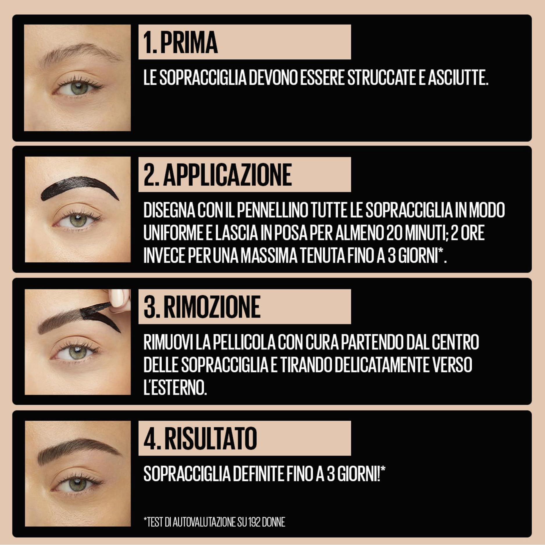 Maybelline New York Tinta Sopracciglia Semipermanente Tattoo Brow Peel-Off, Risultato Definito fino a 3 Giorni, Light Brown (01), 4,6 g
