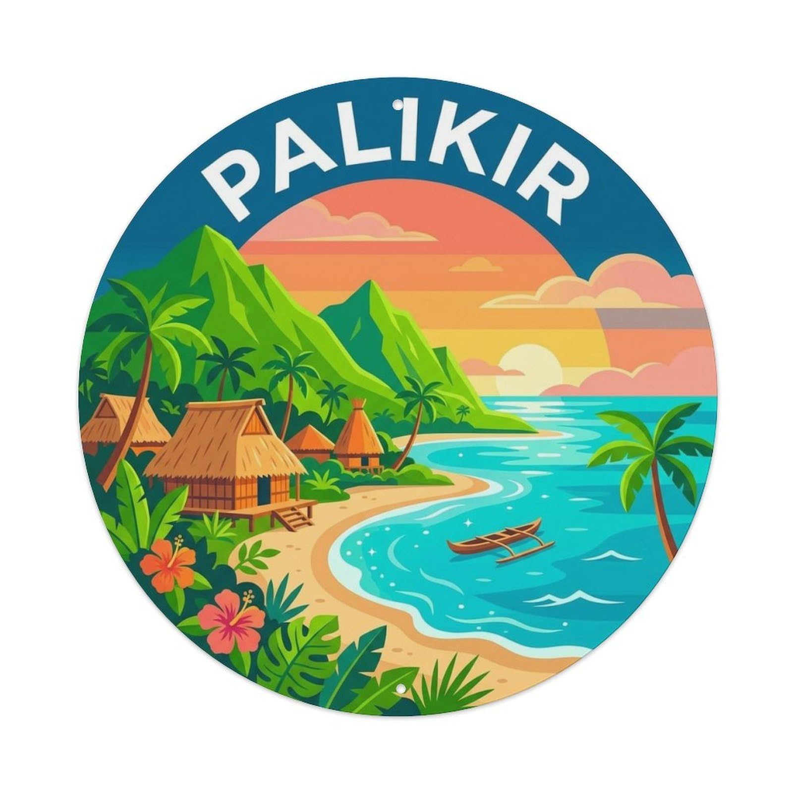 Olyhtr 8X8inch Classic Style Travel Micronesia Palikir Pacific Island Capital Metal Tin Sign