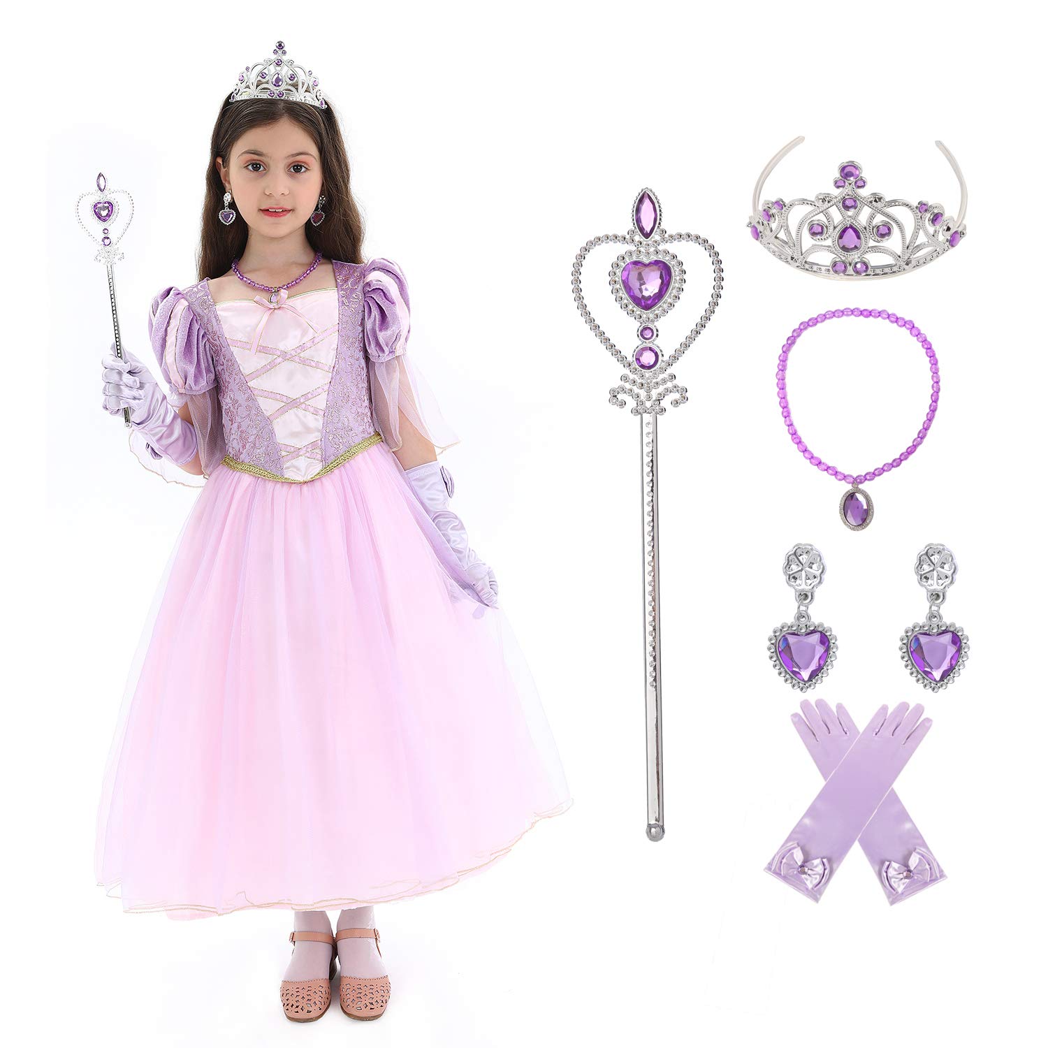 SPUNICOS Deluxe Princess Costume Dress with and without Accessories Options Available