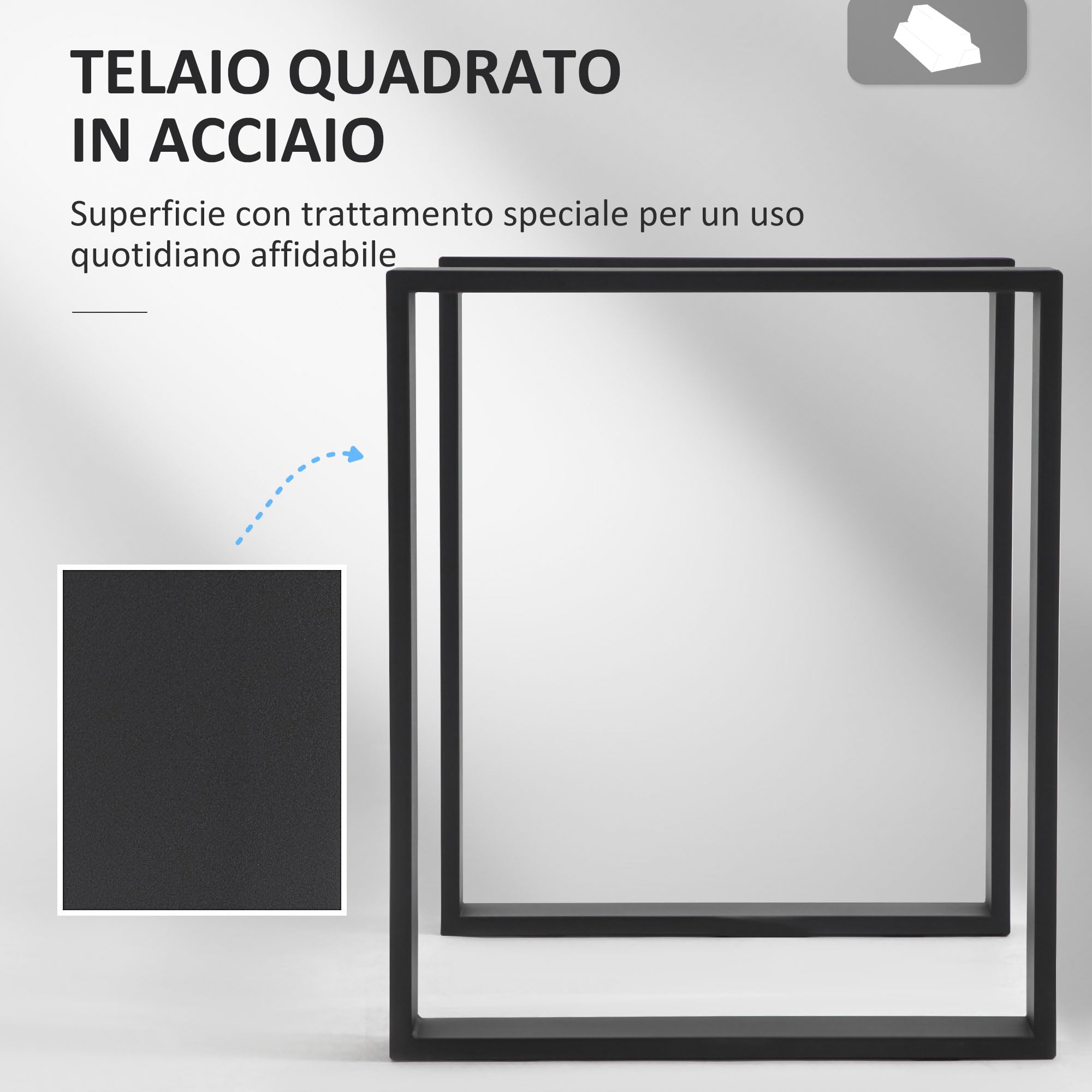 HOMCOM Nogi stołowe z osłonami podłogi zestaw 2 szt. 60x72 cm Czarny | Nóżki meblowe metalowe, stelaż stołu, nogi stołowe, do biurka, stolika nocnego