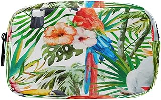 Fenicottero Foglie Floreali Astuccio Borsetta Porta Matite Grande Capacità Borse per il Trucco Cosmetico per Scuola Studenti Ufficio Ragazzi