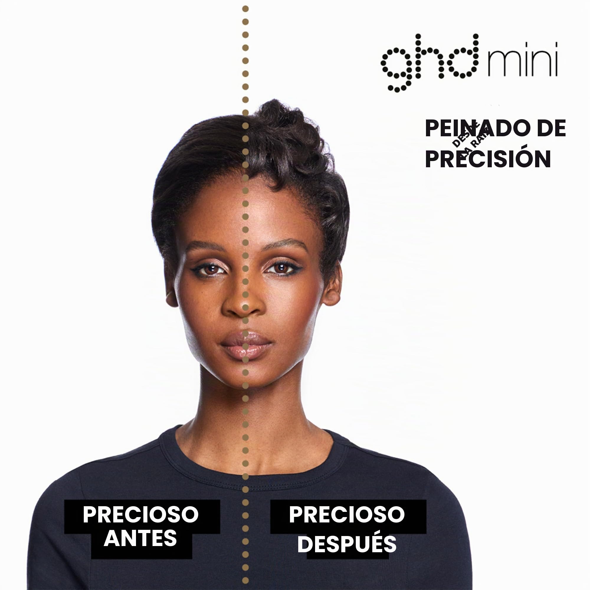 ghd Mini plancha delgada para el cabello, color negro, placas 40% más delgadas para un peinado de precisión desde la raíz, diseñadas para cabello corto, flecos y bobinas, 50% más de brillo