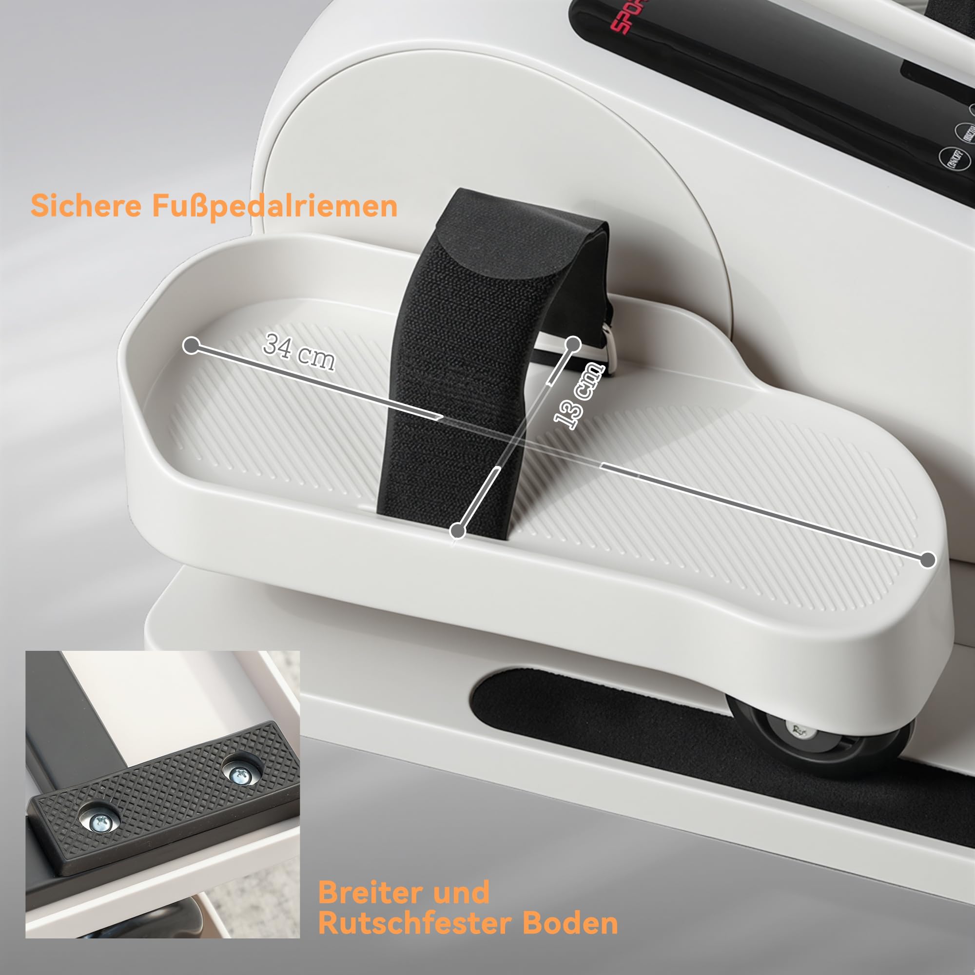 SPORTNOW Mini Ellipsentrainer Elektrischer Crosstrainer 12 Geschwindigkeiten 7 Widerstand Fernbedienung LED-Display rutschfest Leise Beintrainer