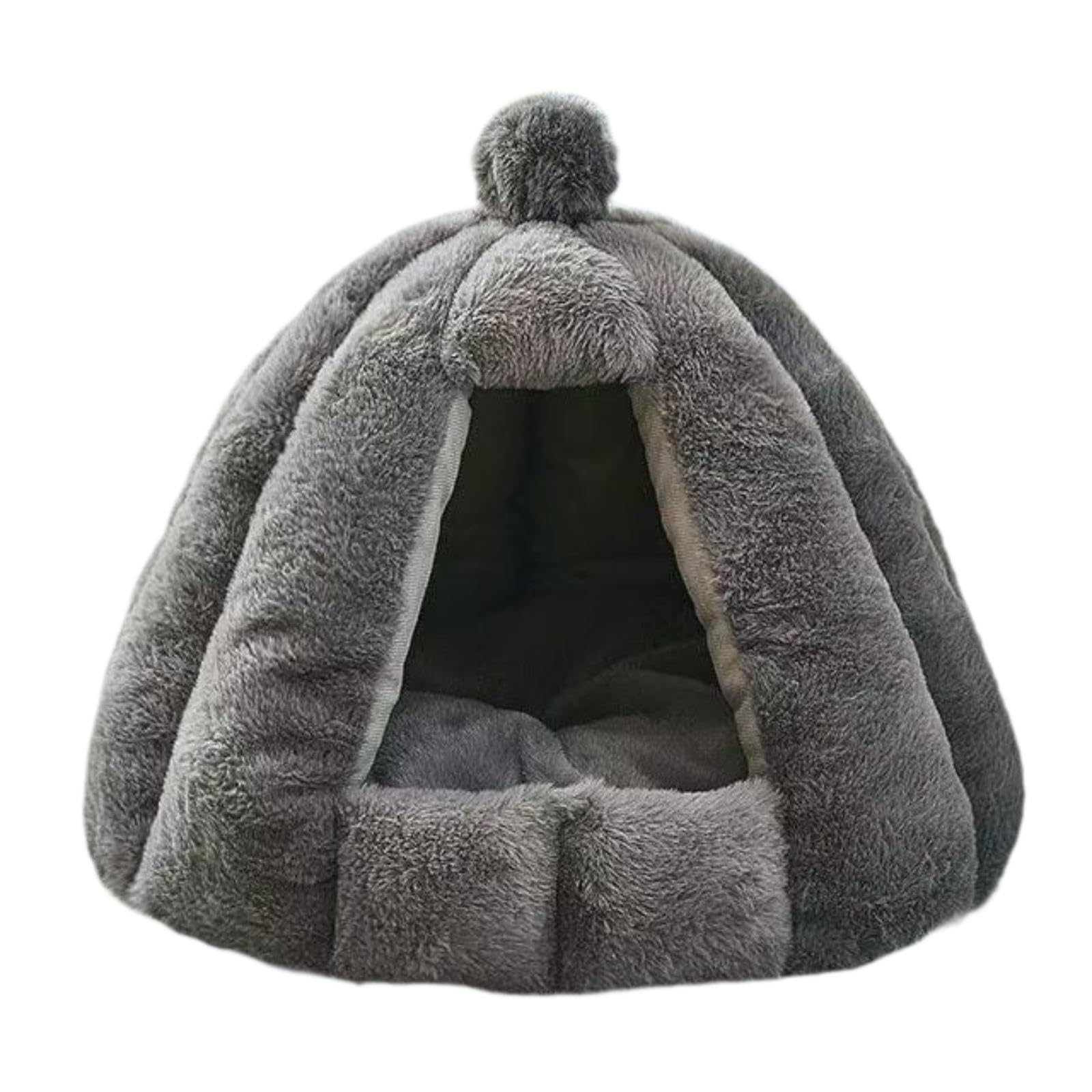 Tenda per Gatti, Cuccia Calda per Cani, Cuccia Accogliente per, Nido Semi-Chiuso per Gattini, Grigio, M