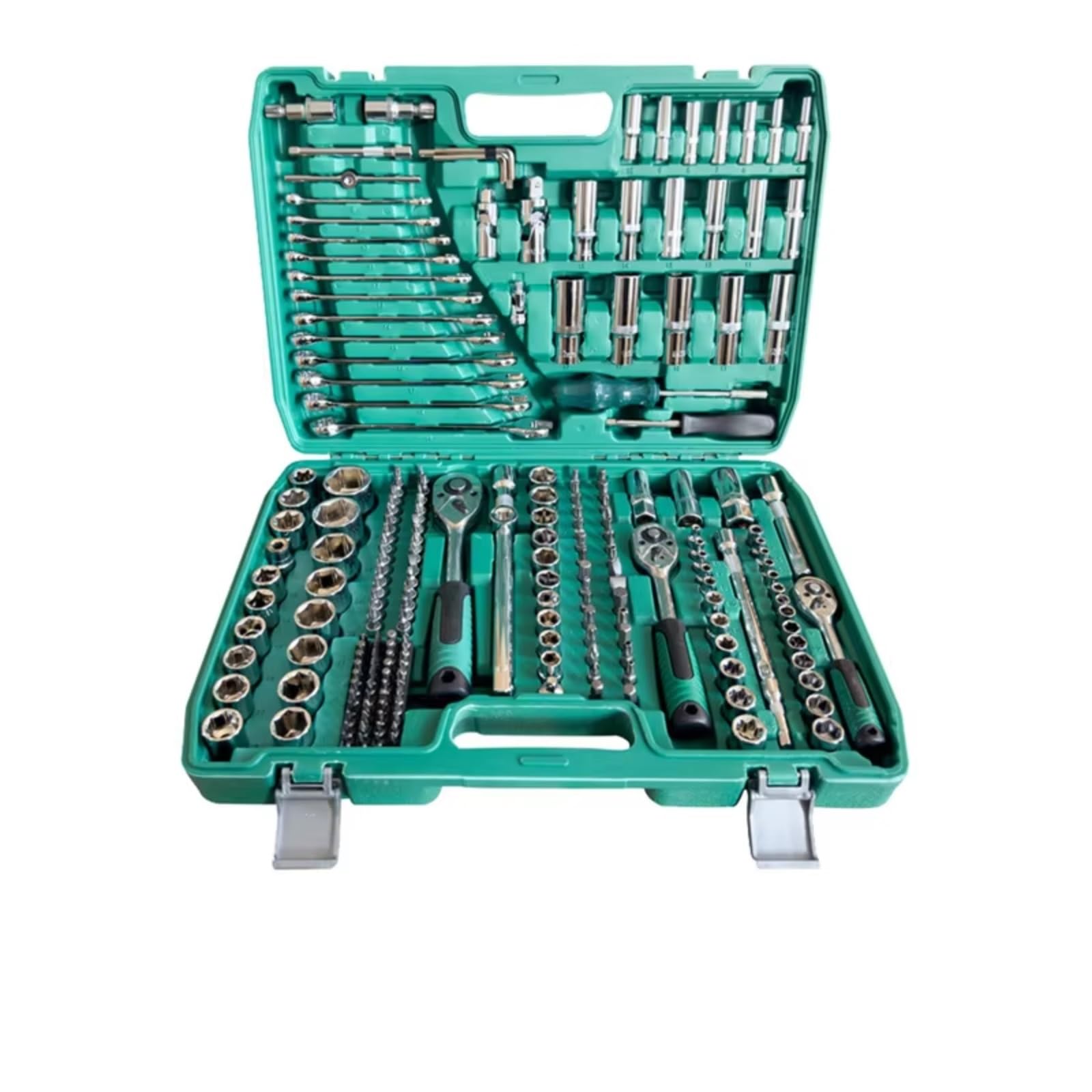 Juego de herramientas de taller Juego Herramientas Mano Para Combo Llave Trinquete Reparación Automóviles 216 Piezas Herramientas Mano Kit Herramientas El Hogar Trinquete Y Estuche(Green)