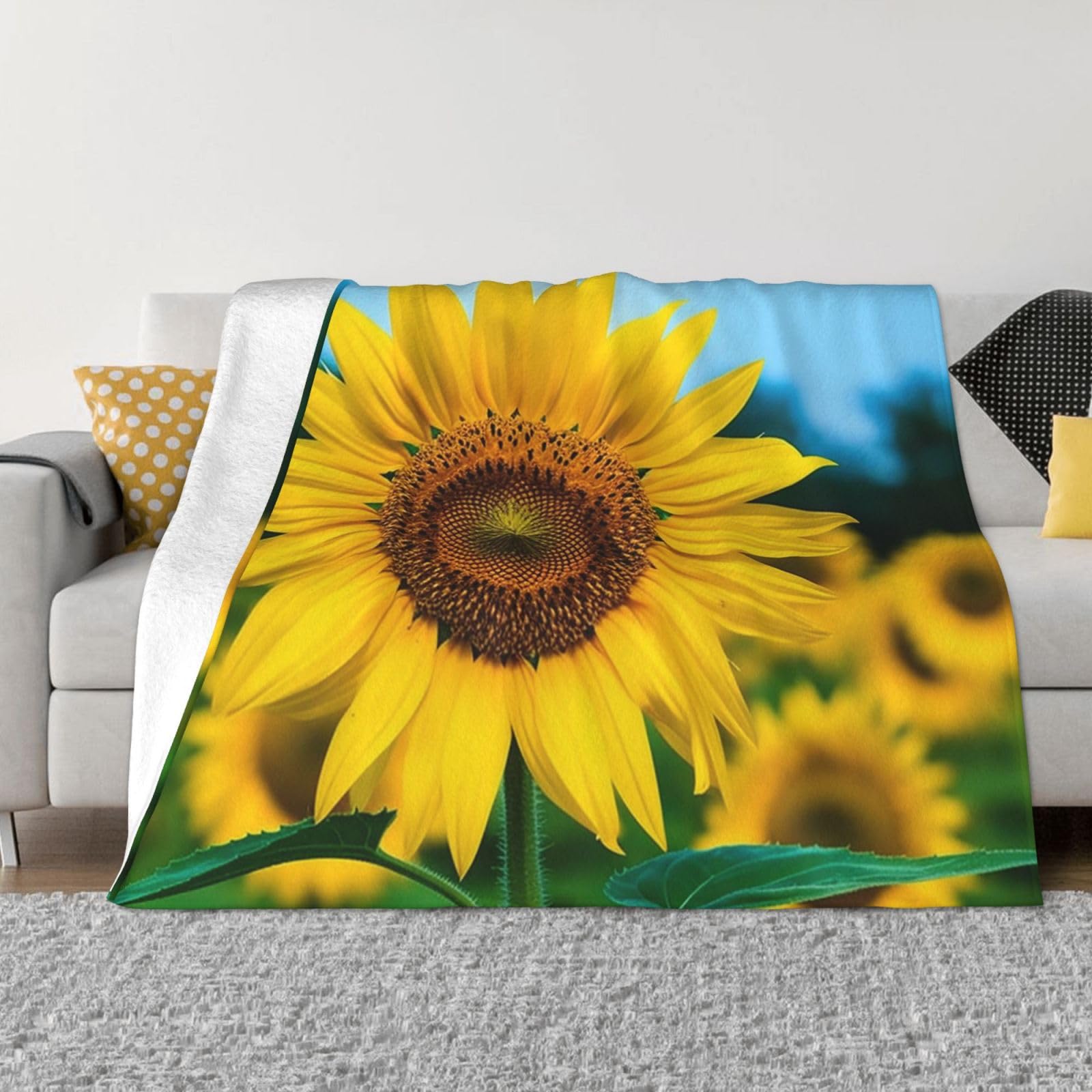 Couverture tournesol en micro polaire 152x127 cm pour lit et canapé