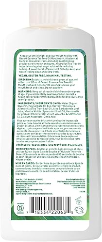 Miniatura 3 de Desert Essence Enjuague bucal refrescante de aceite de árbol de té, 8 onzas líquidas, aceite esencial de menta verde, reduce la acumulación de
