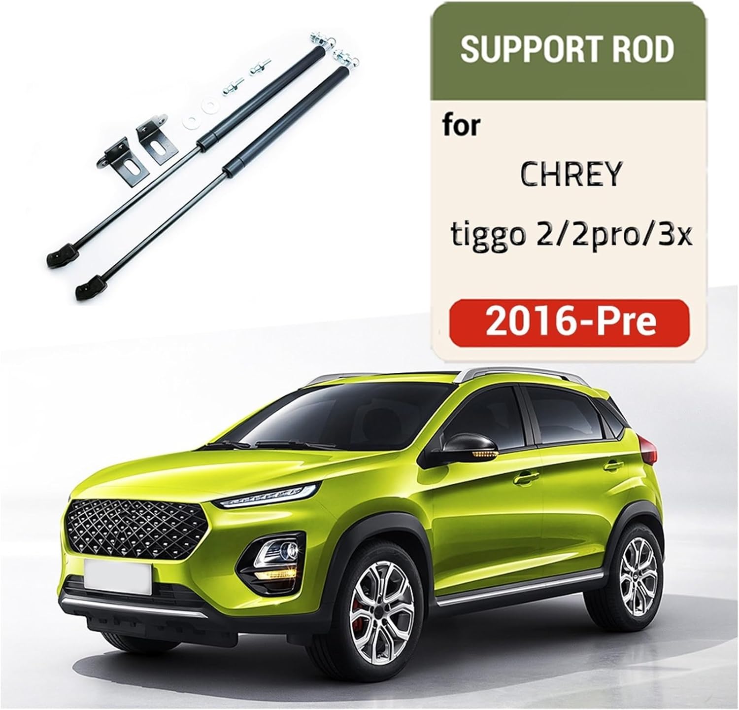 Compatible With Chery Tiggo 2/2pro/3X 2016-2025 Car Bonnet Hood Lift Hydraulic Rod Strut Spring Shock Bars Bracket Car-styling Accessories(Carbon silver)