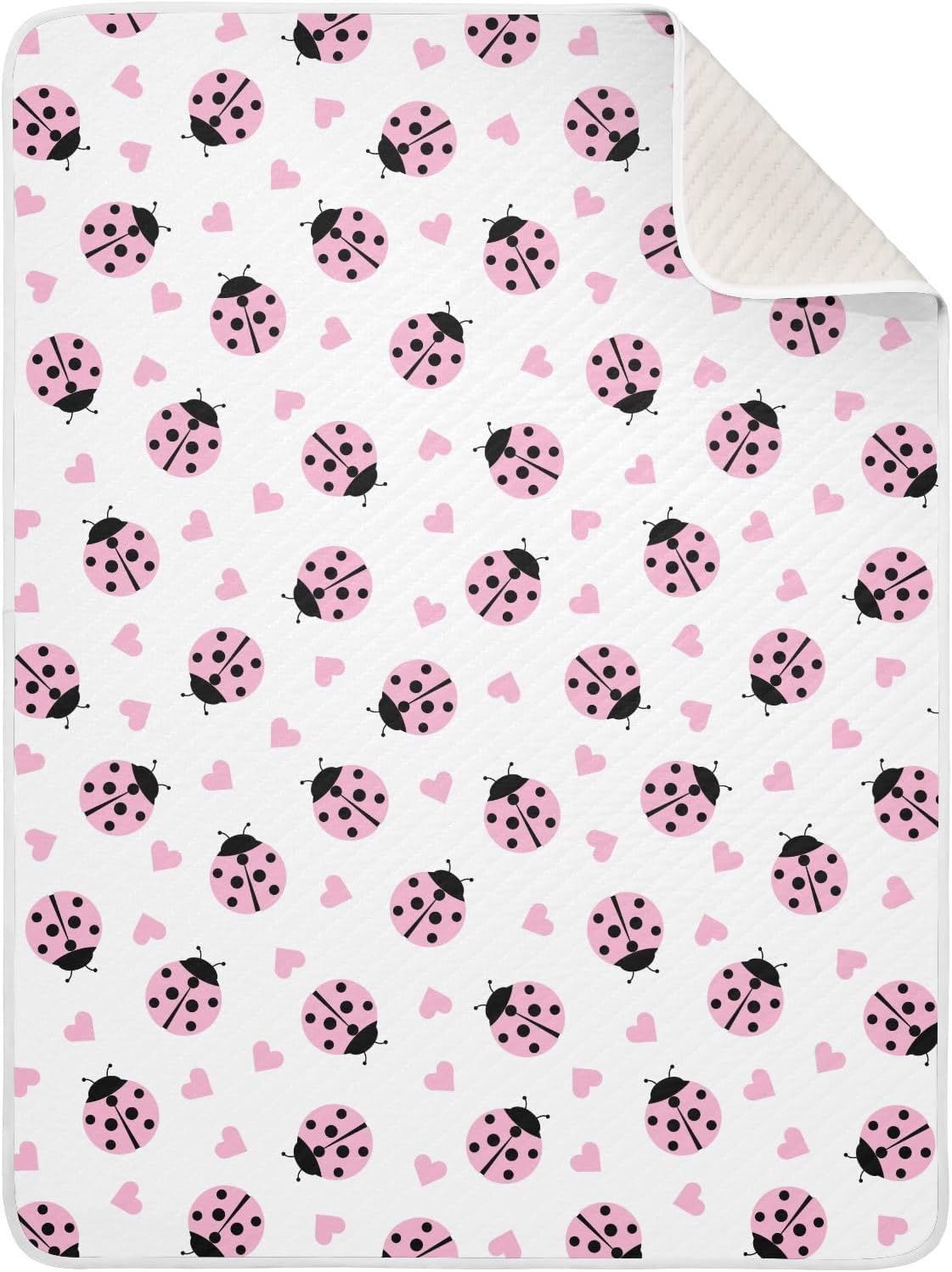 Cute Ladybug Heart Pink Baby Swaddle Blanket for Boys and Girls, Muslin Baby Receiving Swaddle Blanket, Soft Cotton Nursery Swaddling Blankets for Newborn Toddler Infant