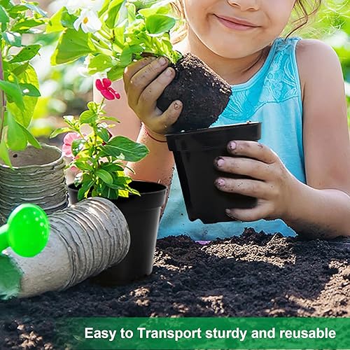 Vista 69 de Paquete de 40 macetas de plástico de 4 pulgadas con almohadilla de malla, macetas de plástico grueso y resistente con agujeros de drenaje para Verde