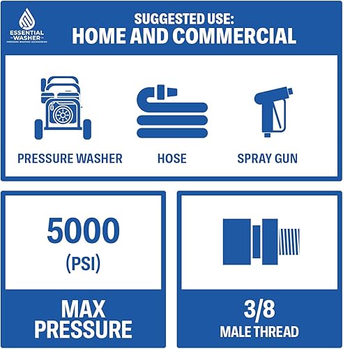 Miniatura 6 de Essential Washer Acero inoxidable de 1.2 in de conexión rápida macho NPT  Arandela a presión Conexiones de conexión rápida  5000 PSI  Juego de 2