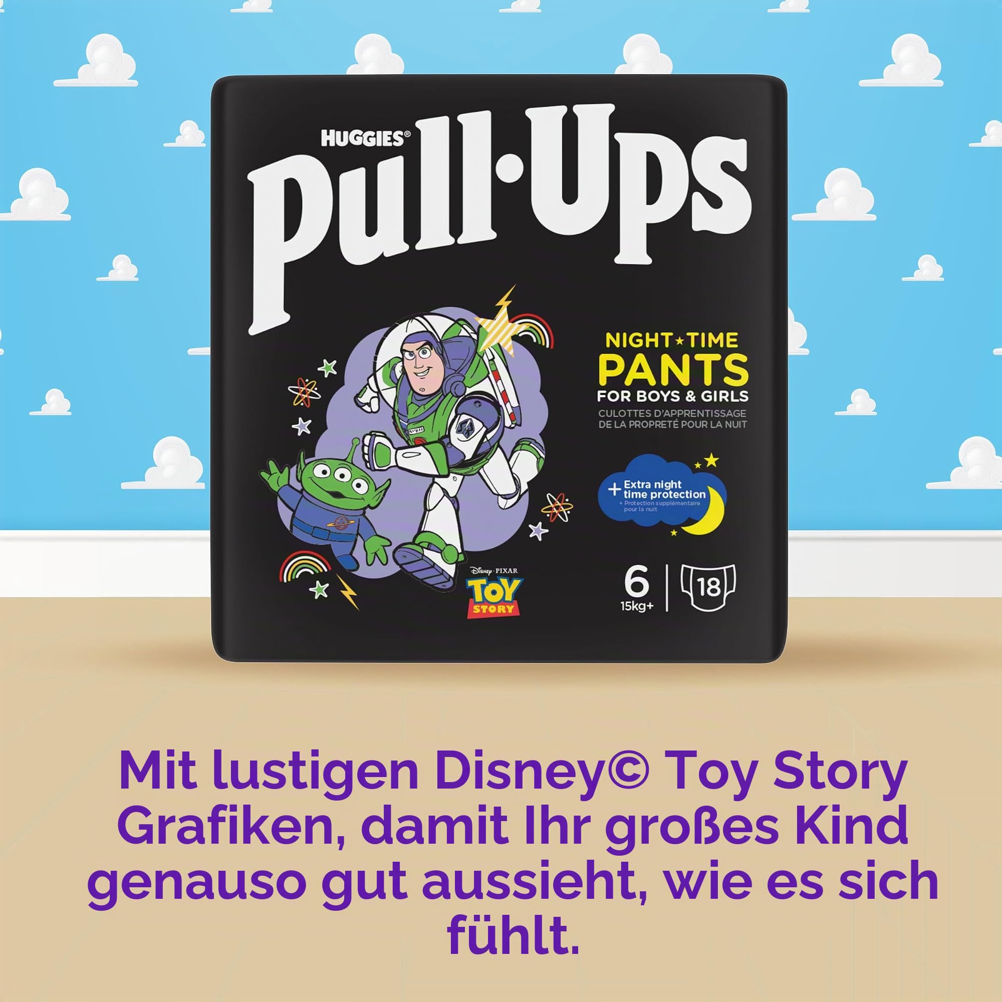 Huggies Klimmzüge Sneaker Nachtwindel Hose für Jungen 2-4 Jahre - Größe 6-7 Pull Up Windeln (36 Hosen) - Extra Nacht Schutz - Unterstützung für konsistentes Töpfchentraining Routinen