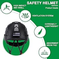 Vista 3 de Hard Hats Construction Safety Helmet Adjustable Vented Work Helmet ANSI Z89.1 Approved OSHA Hard Hat