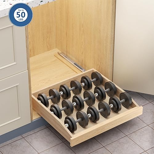 Miniatura 9 de ROOMTEC Organizador de gabinete extraíble de 19-12 pulgadas de ancho x 21 pulgadas de profundidad, cajón extraíble para armarios de cocina con