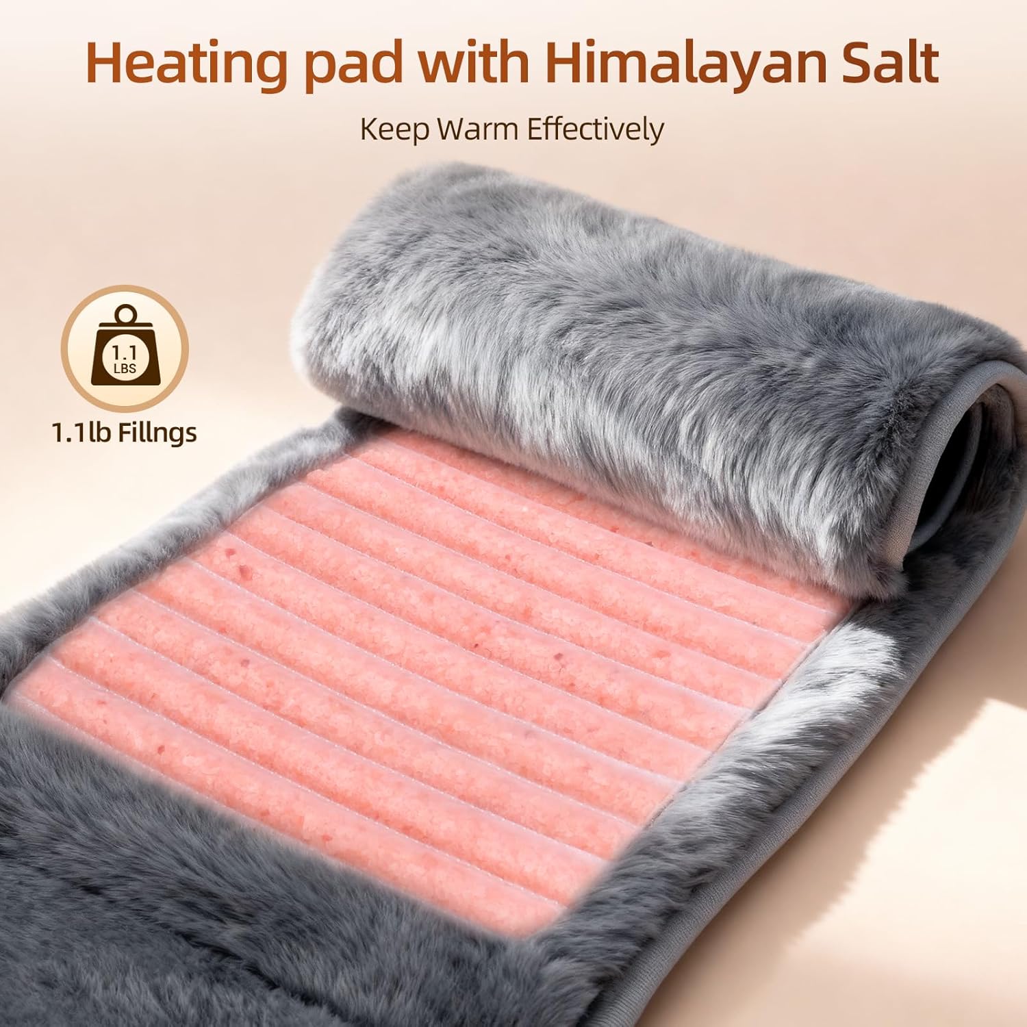 Comfytemp Himalayan Salt Weighted Heating Pad for Back, Electric Moist Heating Pad for Period, FSA Eligible HSA for Women Mom Men Dad, Weighted Waist Belt with 6 Heat Levels & 7 Timers - Image 2