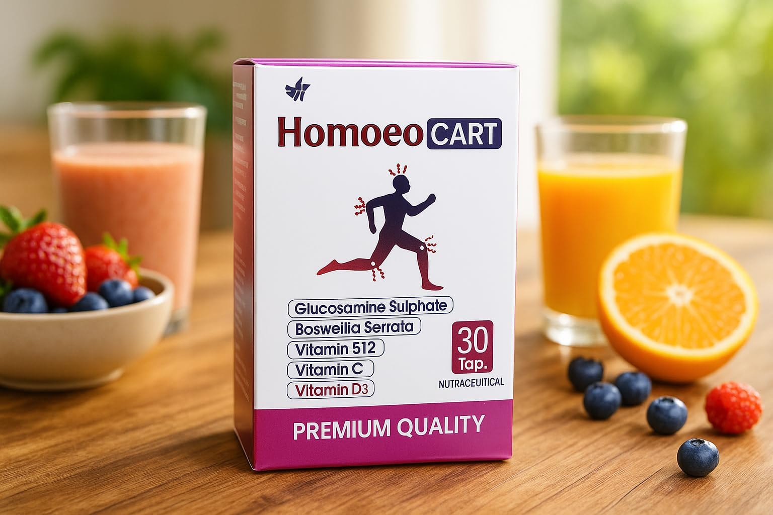 Homoeo Cart Joint Support Supplement with Glucosamine, Boswellia Serrata, Vitamins B12, C, D3, 30 Tablets Pack Of -3