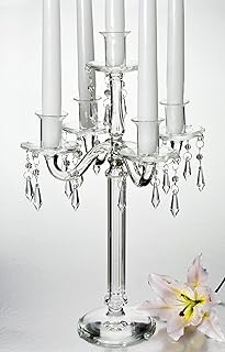 5 LIGHT CRYSTAL CANDELABRA W DROPS - crystal candelabra