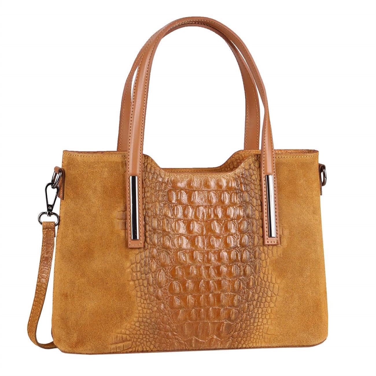 ITALYSHOP24 Schultertasche Leder Kroko Muster