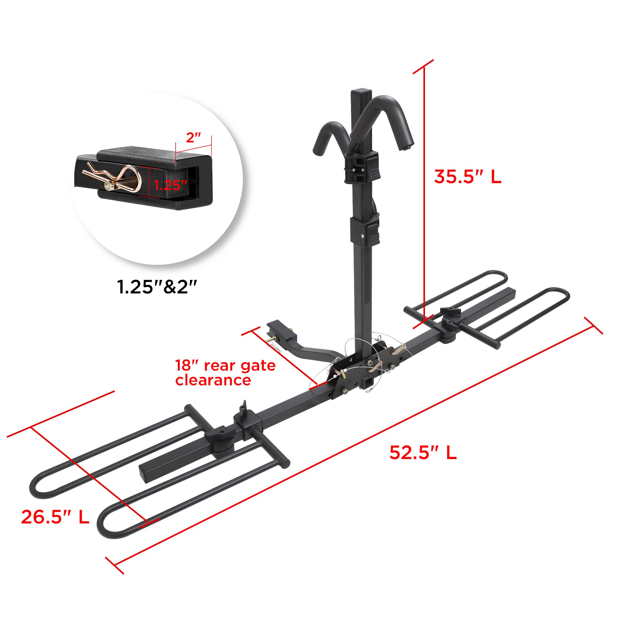 Young 2 Bike Rack Hitch Mount Foldable Platform Style, Bicycle Carrier for Cars SUVs Trucks Vans, 80 lbs. Capacity
