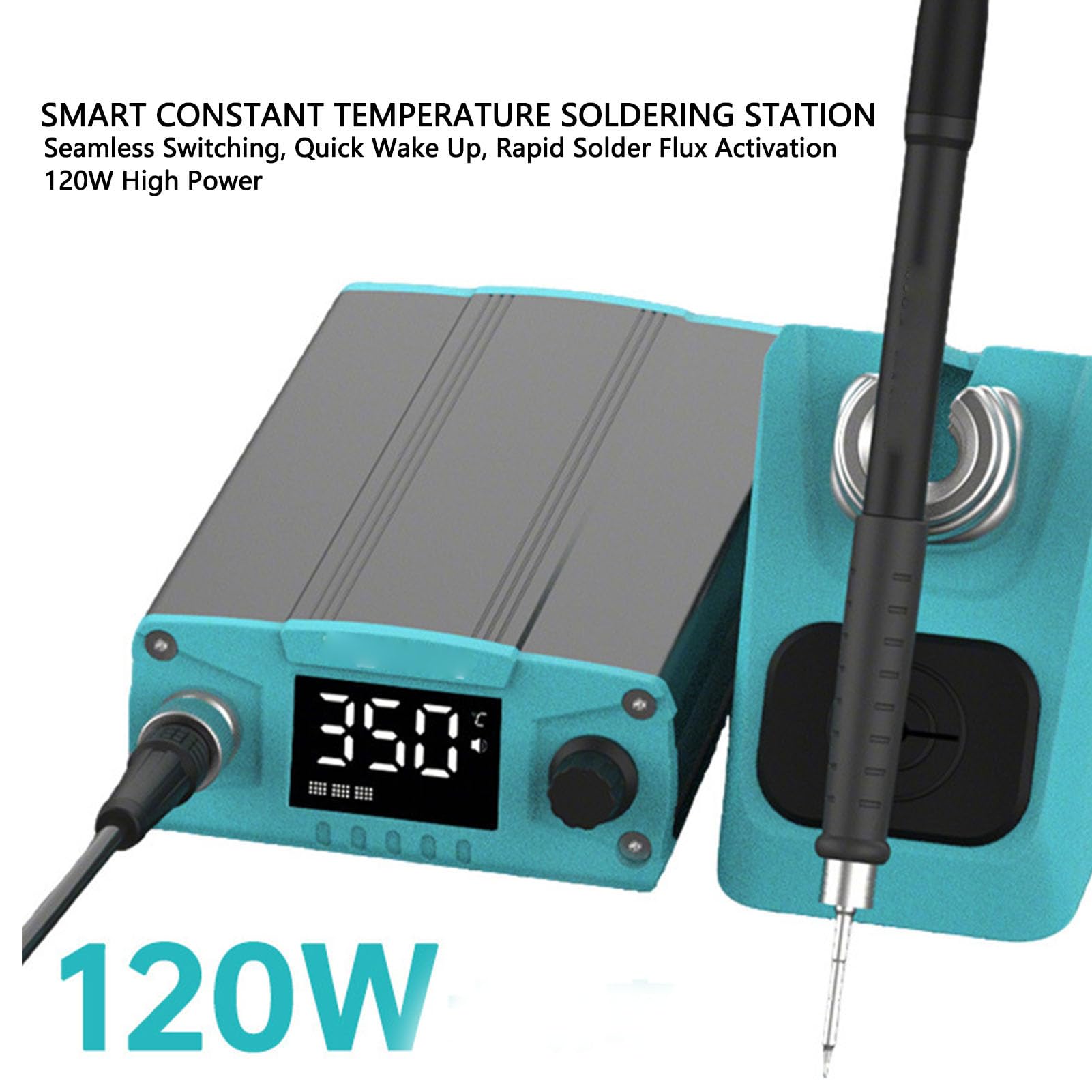 Vikye Zestaw Stacji Lutowniczej T210 Pro 120 W, Szybkie Nagrzewanie 2S, Zestaw Stacji Lutowniczej z Wyświetlaczem LCD z Antystatycznym Przewodem Uziemiającym, Automatyczne Uśpienie i (wtyczka UE)
