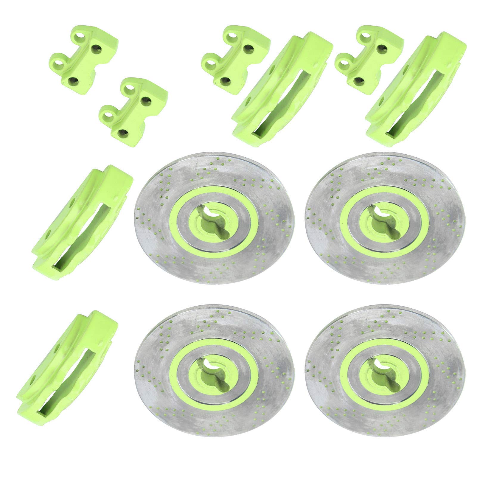 Bnineteenteam 4Pcs Simulation Metal Brake Discs Calipers Fit for 1/10 RC Car Parts (Green)