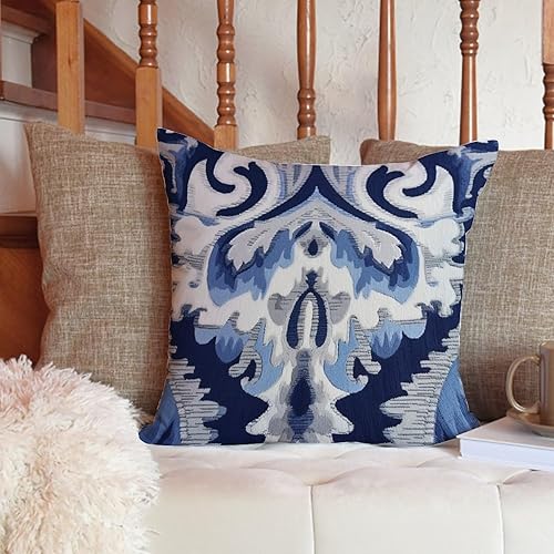 Miniatura 6 de ArogGeld Fundas de almohada decorativas Kilim turco Ikat, estilo bohemio, estilo morisco, asiático, escénico, elegante, chinoiserie, para sofá, 22 x