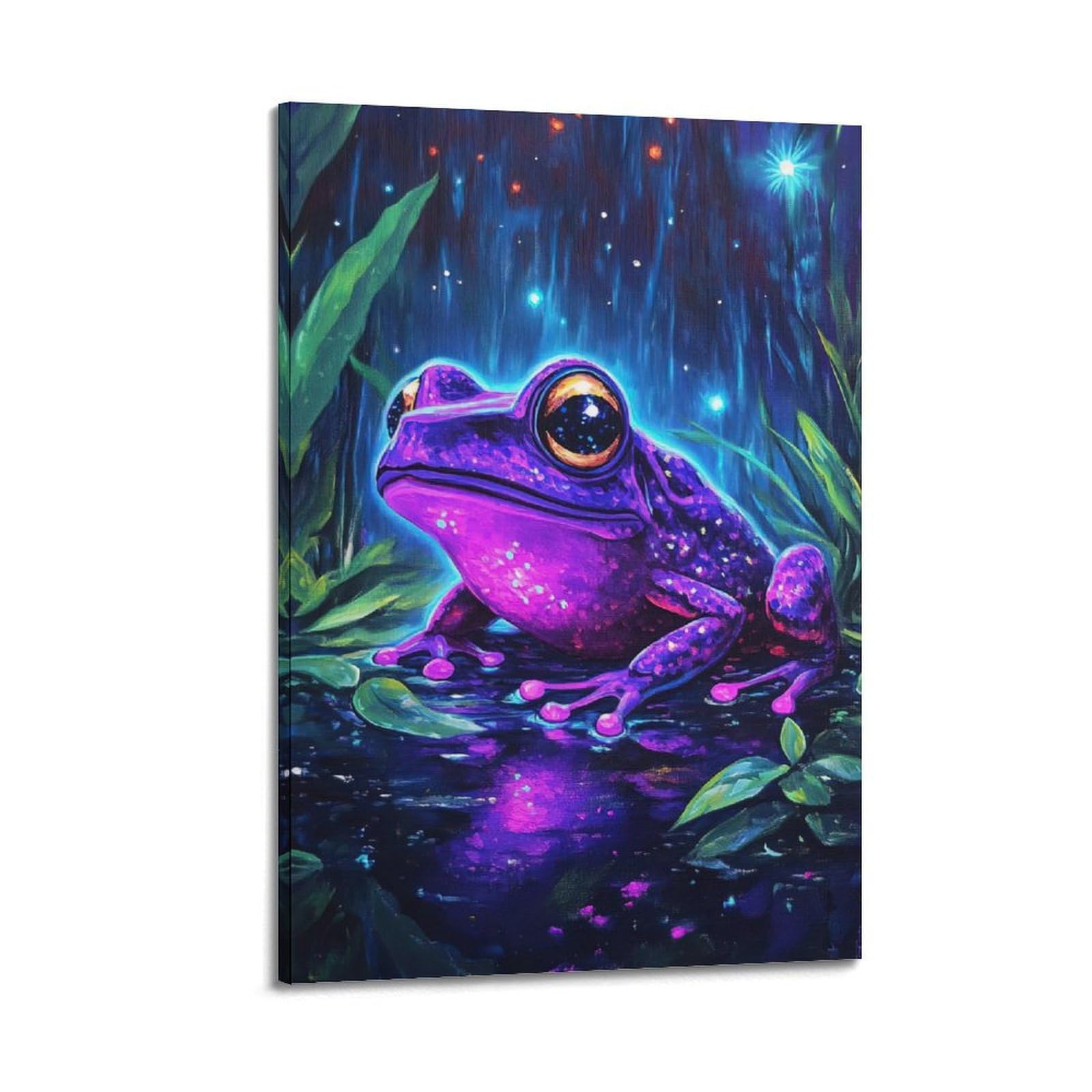 ZSZWHJ Animal Poster Purple Frog Poster Decorative Painting Canvas Wall Posters And Art Picture Print Modern Family Bedroom Decor Posters 24x36inch(60x90cm)