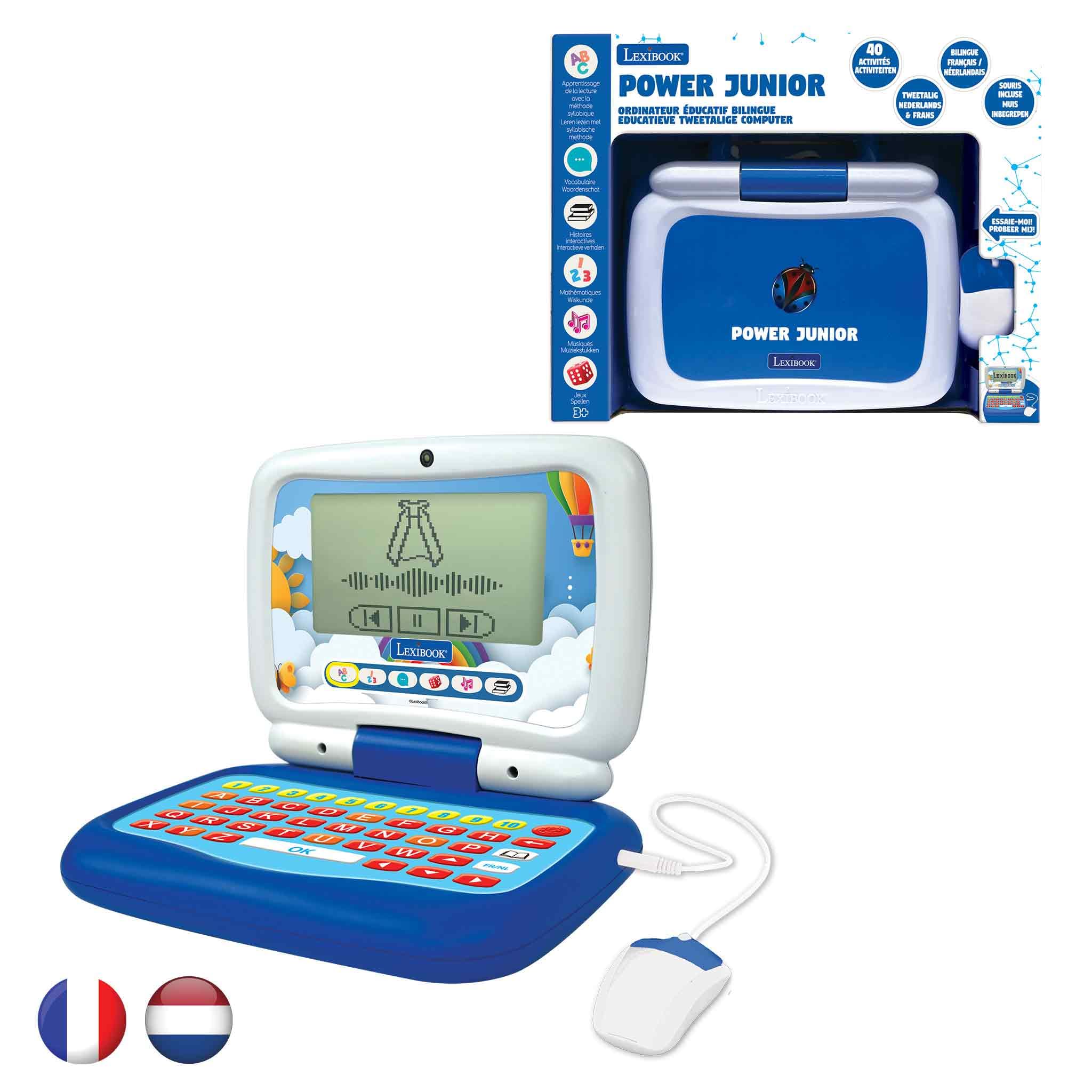 Lexibook, Power Junior, Bilingual French/Dutch Educational Laptop with 40 Activities Including a New Way to Learn to Read and Count, JC398i10
