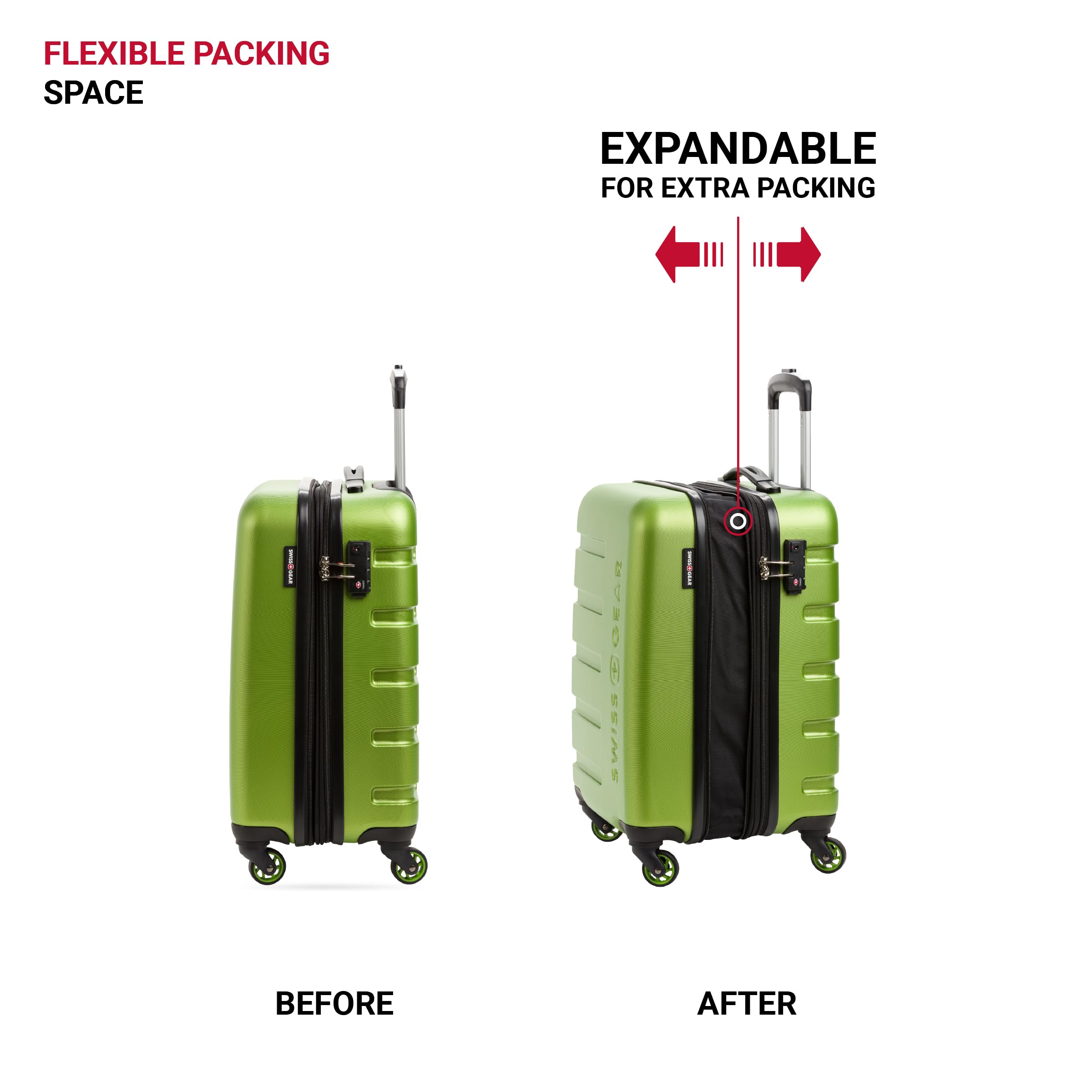 SwissGear 7366 Hardside Expandable Luggage with Spinner Wheels, Green