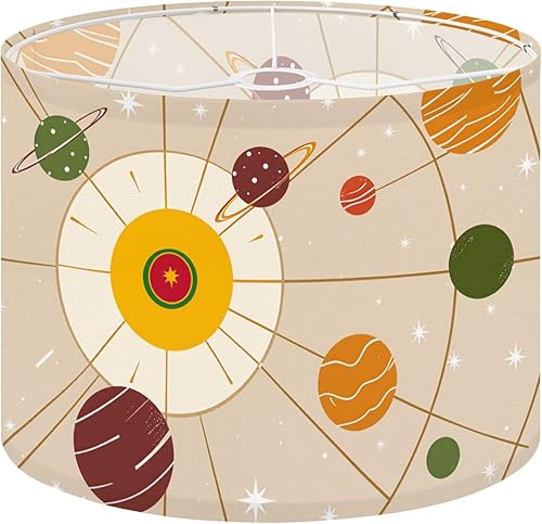 Miniatura 27 de Lamp Shades Set of 2 mid century retro 70s vintage Drum lampshades for Floor Lamps Table Lamps Pendant Light 11"x8.9" Replacement Large Lampshade