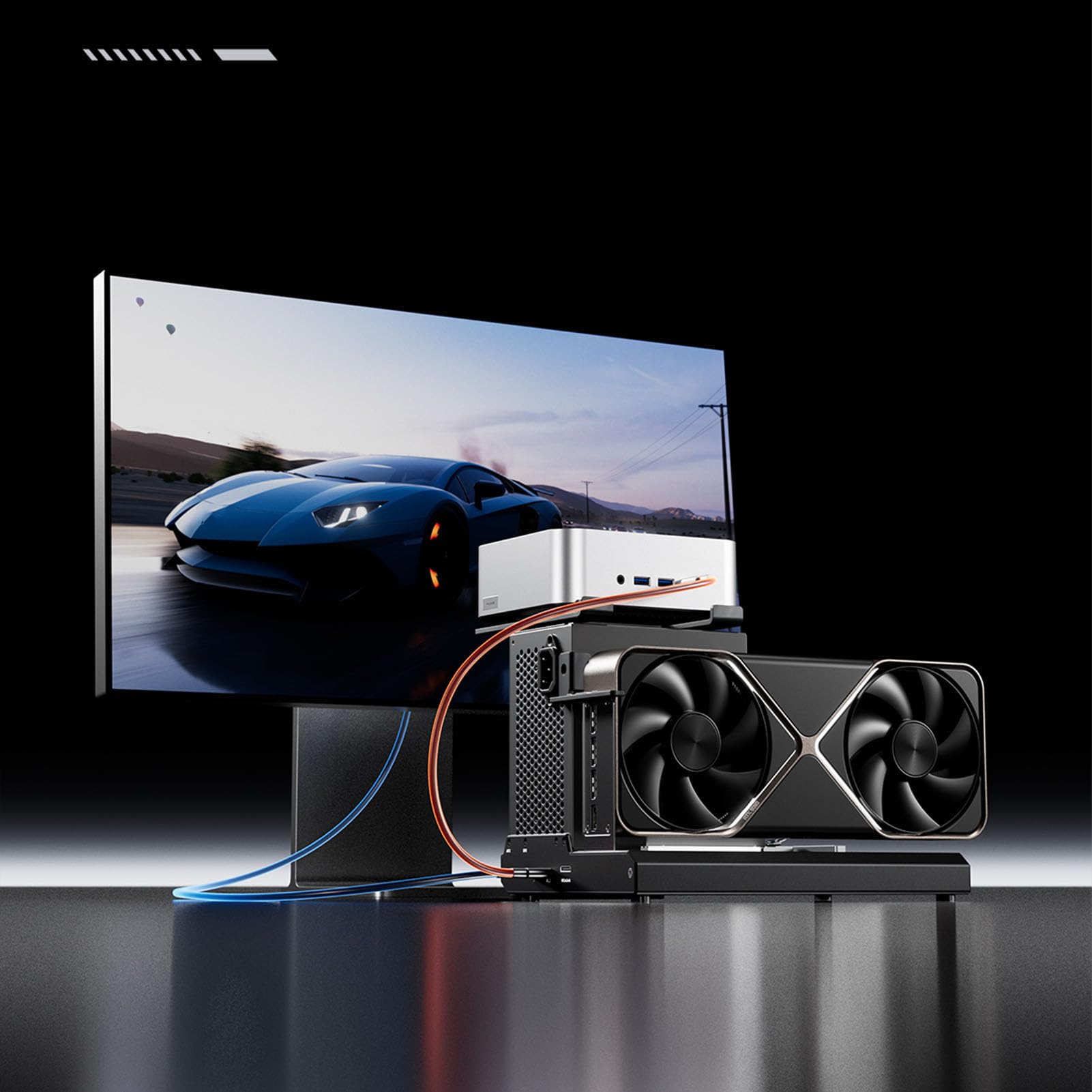 Aramox Externe GPU-Dockingstation aus Aluminiumlegierung. Externe GPU-Dockingstation PCIe 4.0 X4 64 Gbit/s mit OCuLink und Dual 5 für Gaming-Entwickler und -PCs