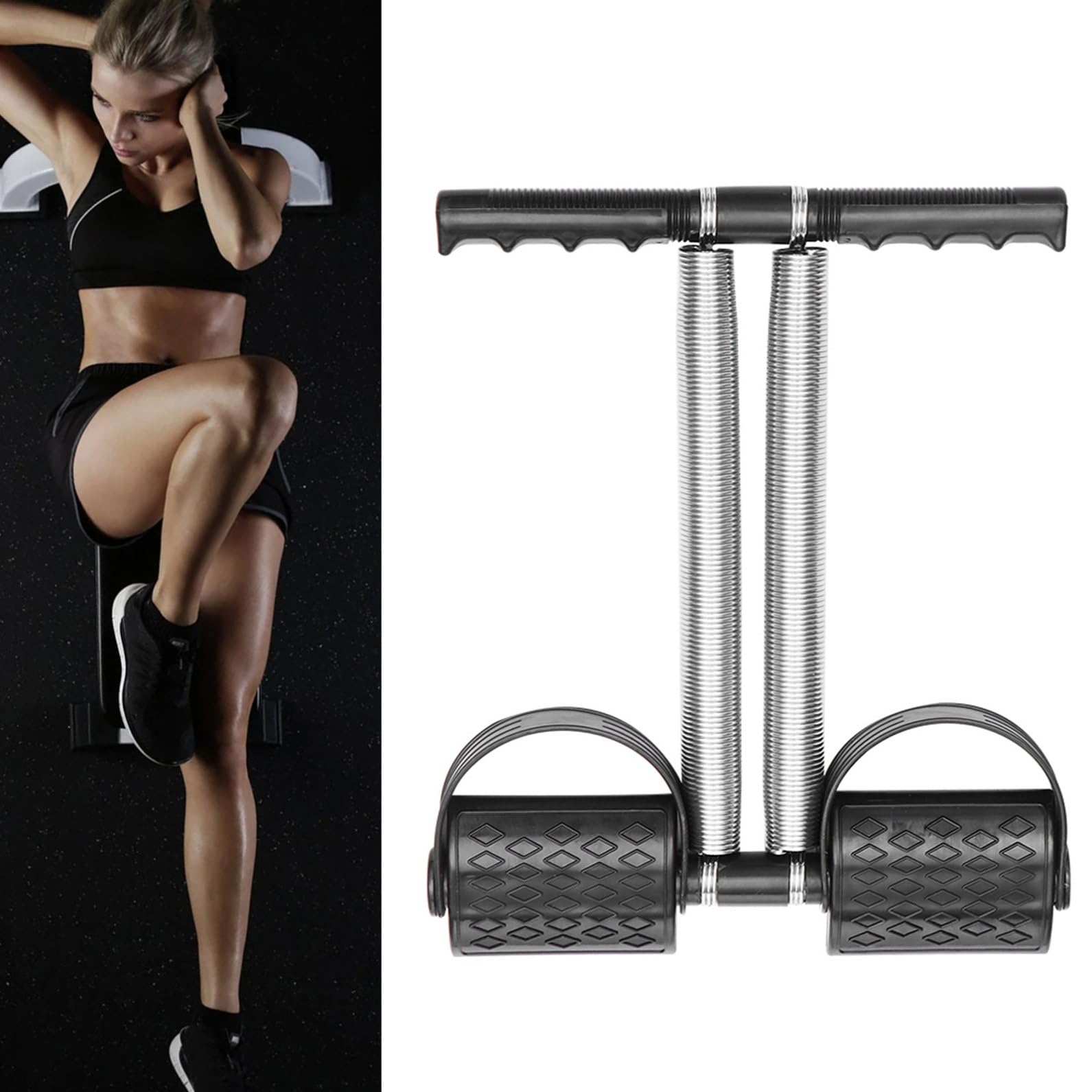 ifundom Pedale Tenditore Per Gambe Fitness Palestra Attrezzatura Per Allenamento Gambe Tavola Elastica Nera